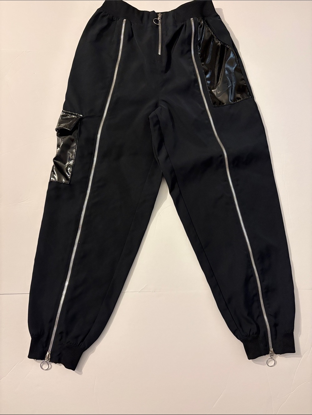 Nike Black Jogger Sweatpants with Silver Zippers - Picture 5 of 10